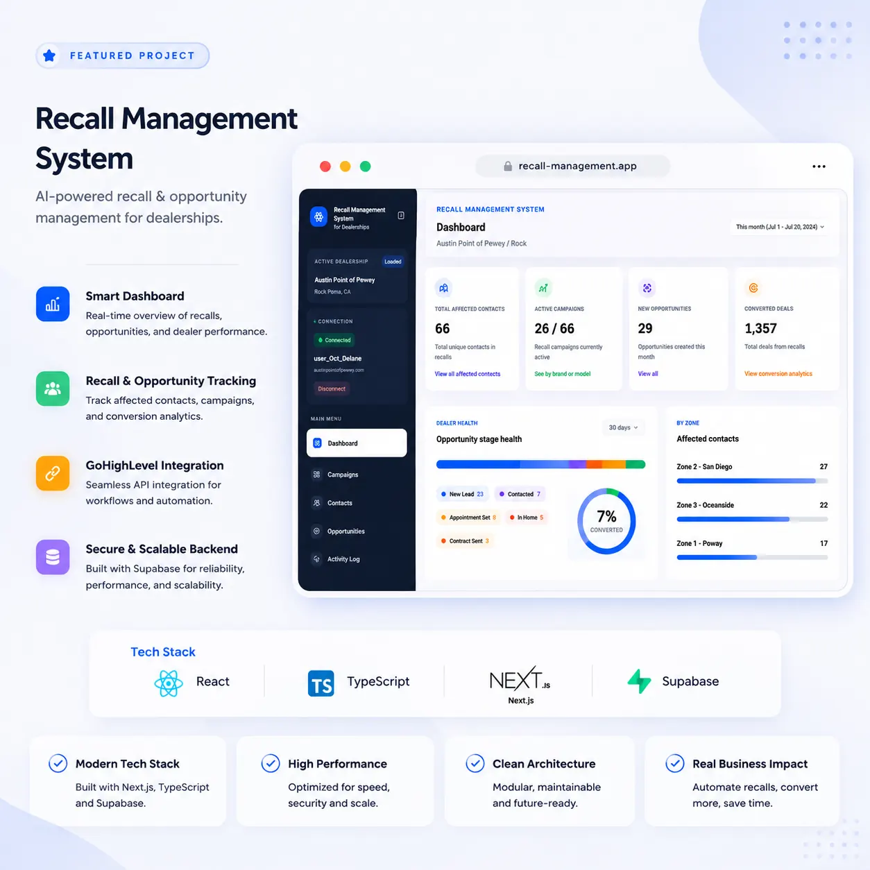 Recall Management System project mockup